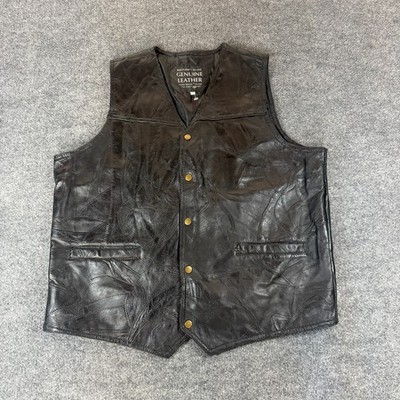 VTG Maxam Men's Genuine Leather Italian Mosaic Top Grain Lambskin Biker Vest 2XL