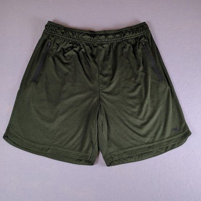 Leg3nd Gym Shorts Mens Large Green 7'' Athletic Training Zip Pockets Drawstring