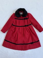 Rothschild Girls Red Black Wool Overcoat Formal Long Sleeve Collared Size 4t