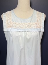 Vintage Katz Shirt Lace Trimmed Nightgown Light Blue 1970s Medium