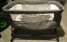 Mika Micky Bedside Sleeper Bassinet, Breathable Mesh Side, Gray/White
