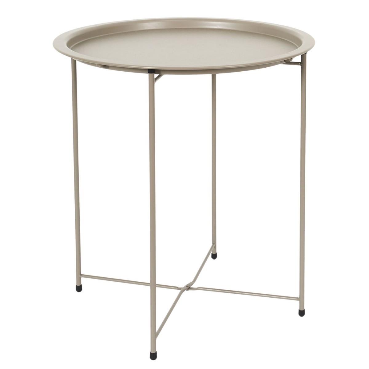 Table d'appoint en métal Sienna 50cm beige : la solution anti-encombrement pour petits salons
