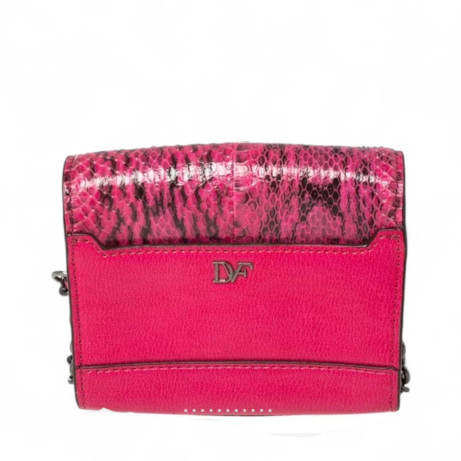 DVF Embossed Python Print Leather Chain Strap Min… - image 6