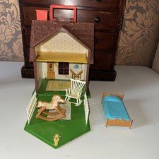 RARE Holly Hobbie playset House 1976 With fence bed rocking horse rocking chair 