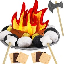 23 PCS Pretend Campfire Toys, Kids Plush Felt Play Campfire Playset Safe Fake...