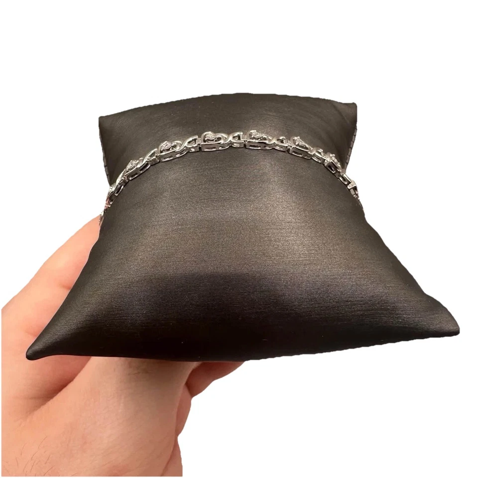 .15cwt Genuine Diamond Infinity Heart Tennis Bracelet In .925 Silver - Image 3 of 3