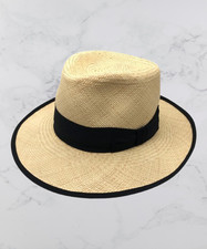 Stetson Panamahut Beige Viskose Band Schwarz Herren Authentisch Sommer Freizeit