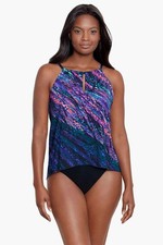 Miraclesuit Peephole Mood Ring Tankini Swimsuit Top Purple Size 16 NEW