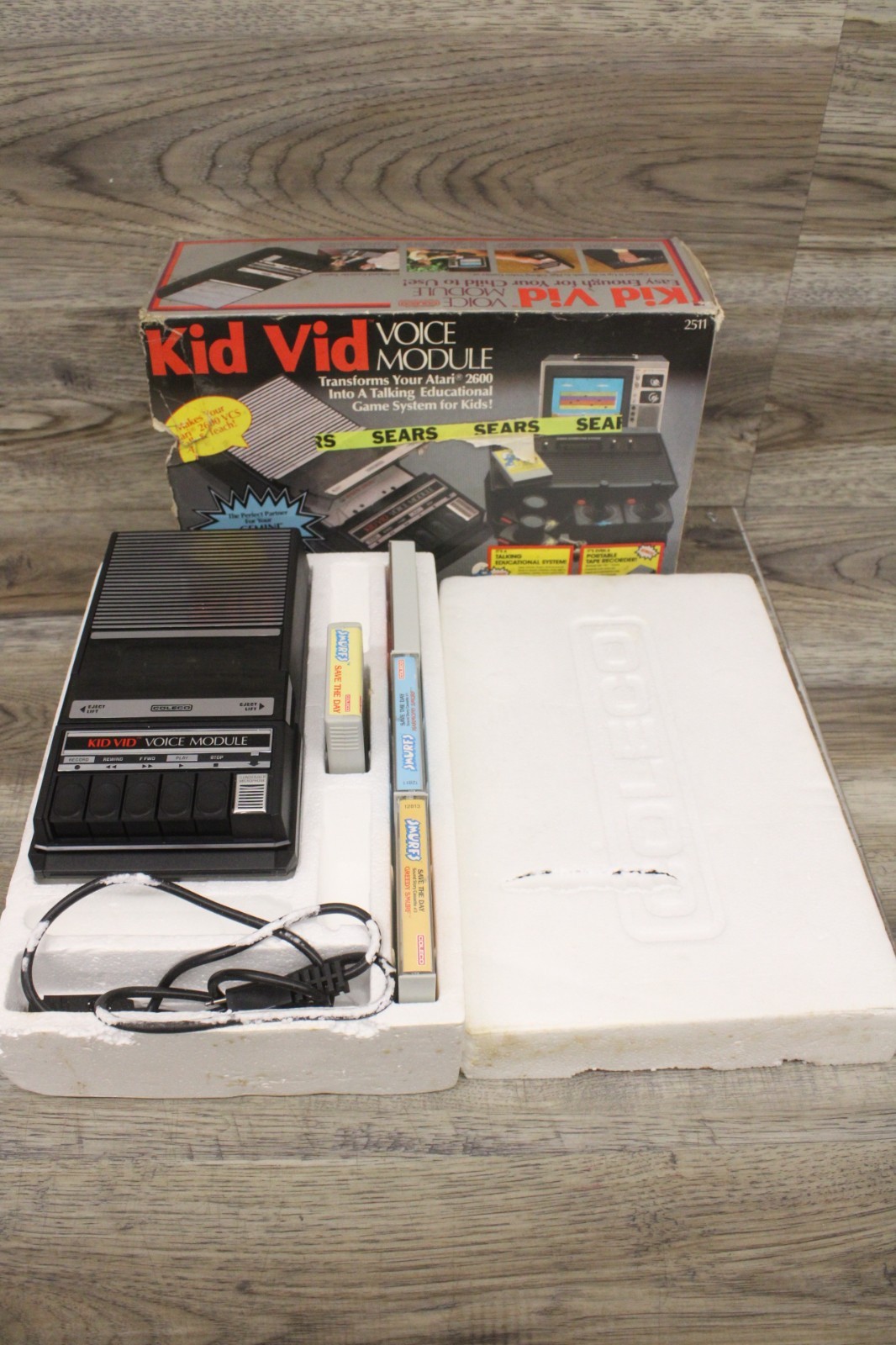 1983 Coleco Kid Vid Voice Module with Smurfs Save The Day, Complete In Box