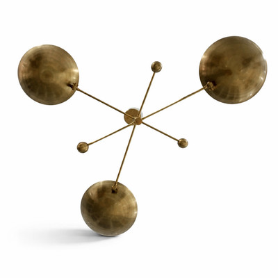 Mid Century Modern 3 Light Brass Pendant Chandelier Raw Brass Ceiling Fixture 49