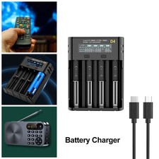USB LCD Smart Battery Charger 4 Slots For AA AAA AAAA Ni-MH Lithium Battery UK