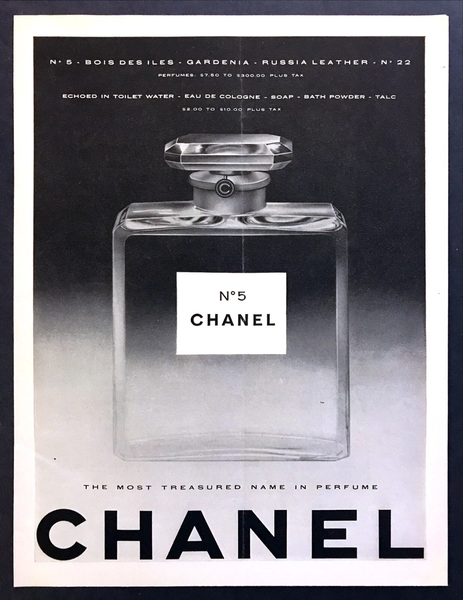 1954 Chanel No. 5 Classic Perfume Bottle photo Treasured Name vintage  print ad