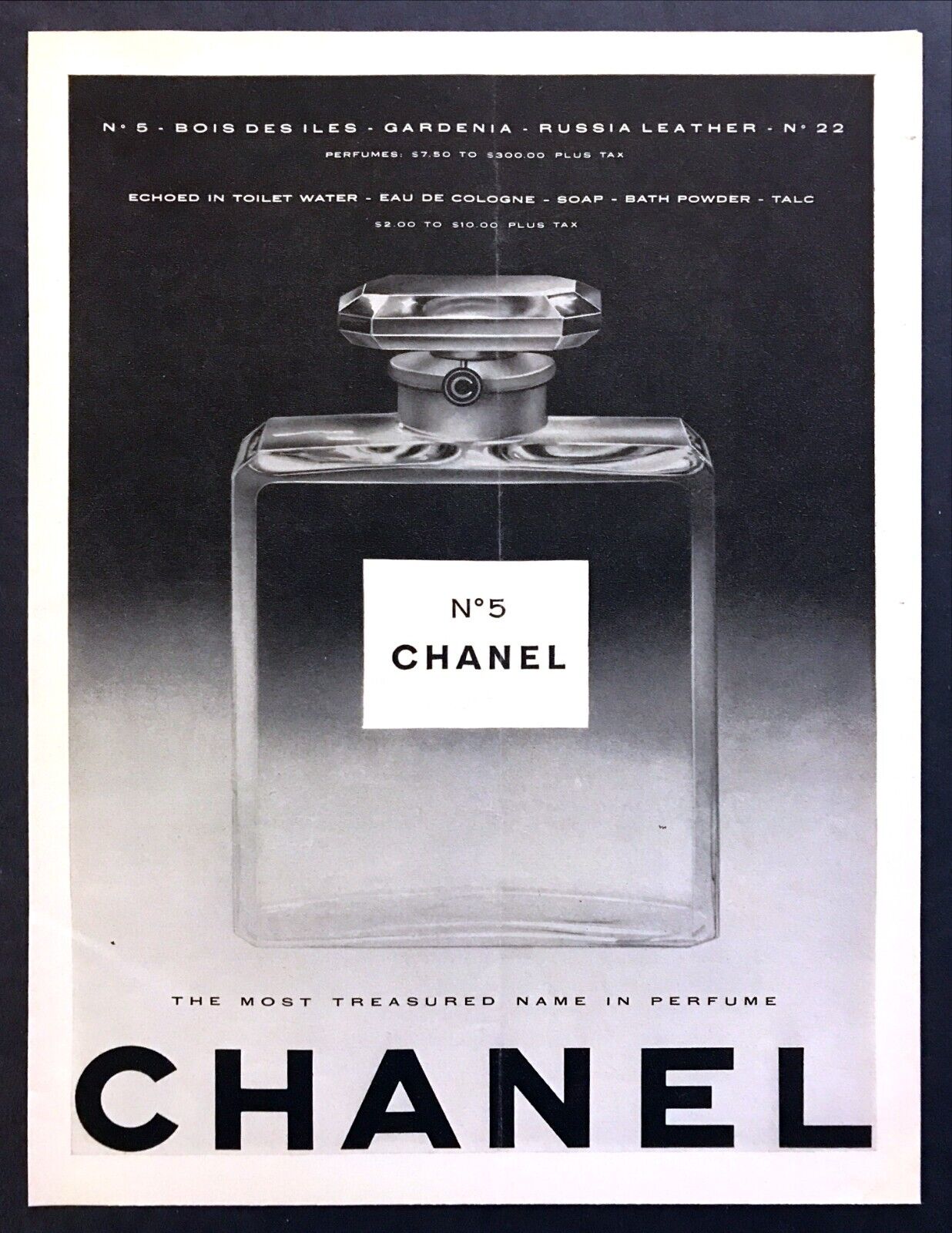 Slid sol Afstå 1954 Chanel No. 5 Classic Perfume Bottle photo &#034;Treasured Name&#034;  vintage print ad | eBay