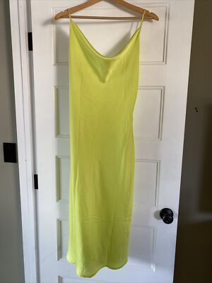 green emerald velvet dress Palasha Midi Dress in Satin Lime Green