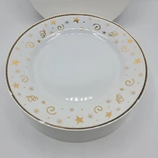 The Pampered Chef Set of 4 Dessert Plates 1996 Celebration White Gold