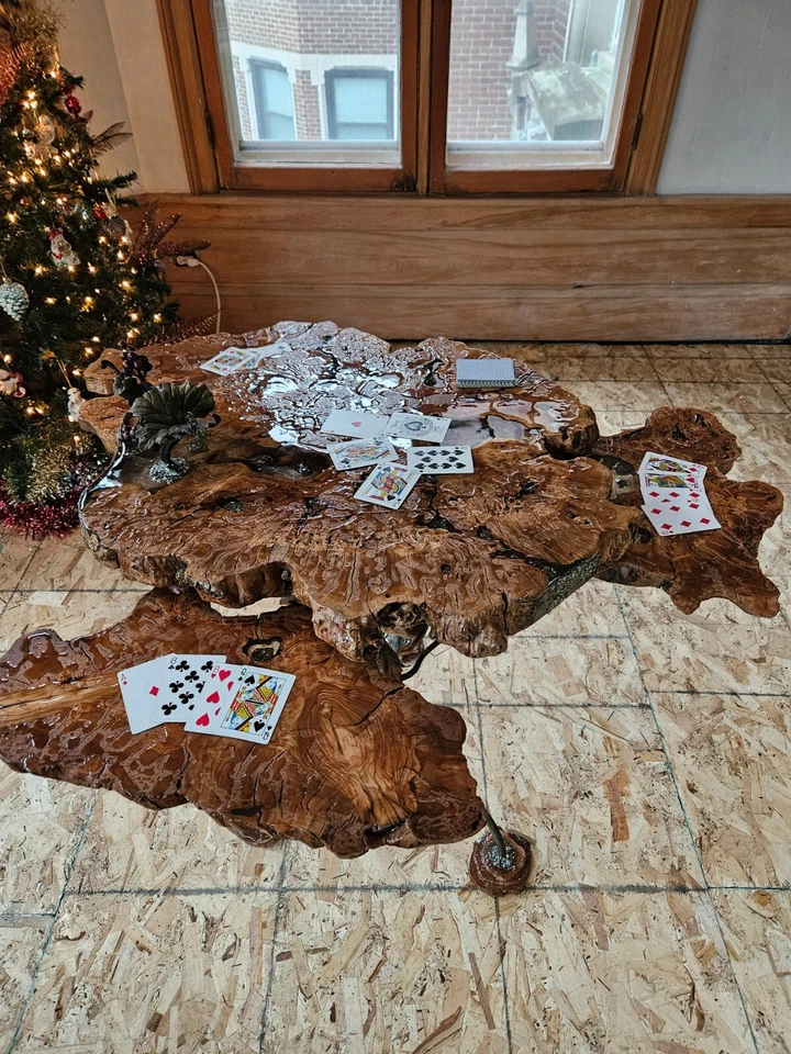 Custom Design Wood Art. Table. Olive Tree Wood. - Image 2 of 4