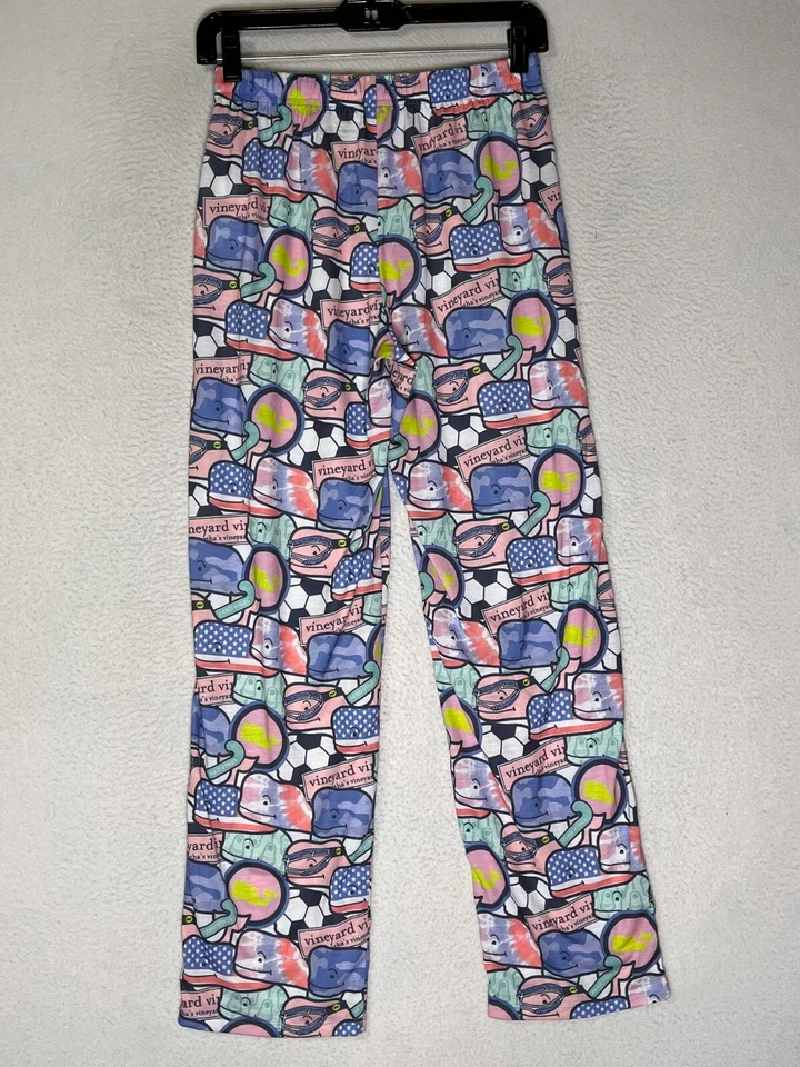 Pantalones de salón Vineyard Vines Bayside azules estampados por todas partes niñas talla L (14) Foto 4 de 4