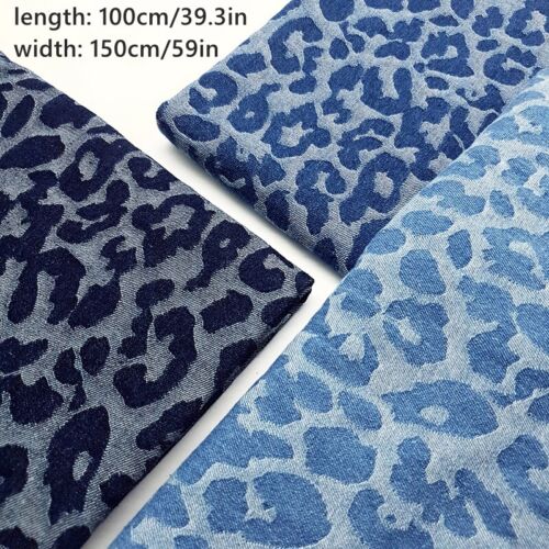 Jacquard Leopard Fabric Cloth Thick for Coat Pants Clothes DIY Sewing Craft Blue - Afbeelding 1 van 11