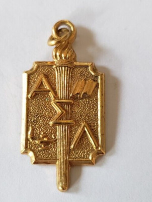 Alpha Sigma Lambda ΣΑΛ Fraternity Key Charm Pendant  1/20 12K  Easter Gift