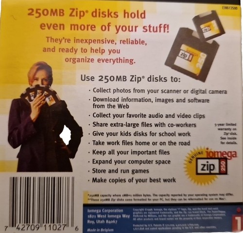 3x 100MB, 2x250MB Zip Disks, Cases, Caddy Box. Used, Formatted and Tested 100% - Afbeelding 4 van 5