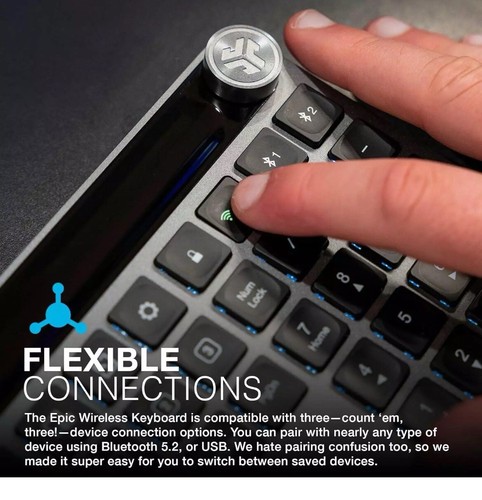 Jlab Wireless Bluetooth Epic Keyboard & Jbuds Mouse Bundle For Windows & Mac New - Picture 3 of 10