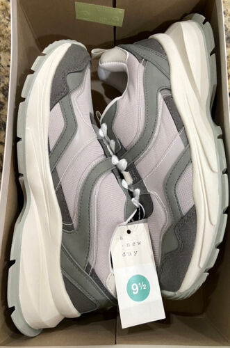NEW Indigo Comfort Sneakers Memory Foam Gray Fitness Athletic Shoe A New Day 9.5