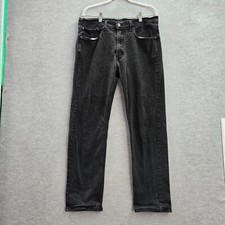 Levi's 505 Men Jeans 36X32 Black Regular Fit Straight Mid Rise Cotton Elastane