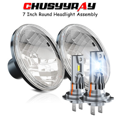 Fit Ford Mustang 1965~1973 Brightest Pair 7'' Round Led Headlights High-Low Beam