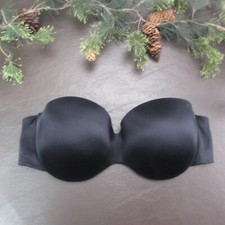 Maidenform Bra 40D Black Strapless Padded Underwire Adjustable Clasp Back