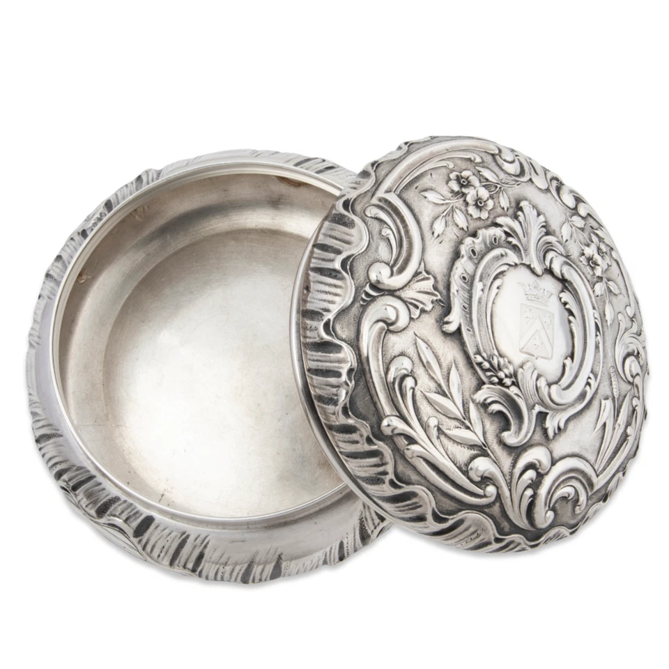 ESCRITORIO HENIN & CIE FRANCÉS PLATA 950, TOCADOR CAJA CONCHA FLORAL FOLIADO HERÁLDICO Foto 4 de 4