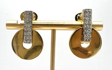 Designer evening clip-on gold tone crystal earrings