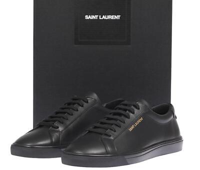 NEW YSL SAINT LAURENT ANDY BLACK LEATHER LOGO SNEAKERS SHOES NEW YSL SAINT LAURENT ANDY BLACK LEATHER LOGO SNEAKERS SHOES