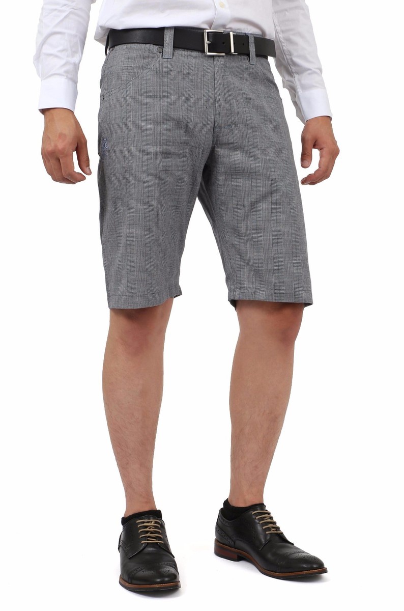 Mens SHORTS Oxford Plaid Striped Cool Summer Slim Fit Comfort