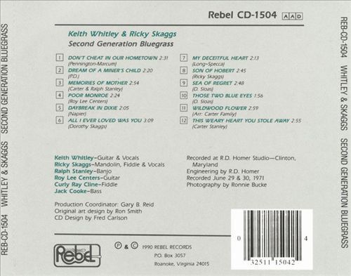 KEITH WHITLEY/RICKY SKAGGS - SECONDA GENERAZIONE BLUEGRASS [REMASTER] NUOVO CD - Foto 1 di 1