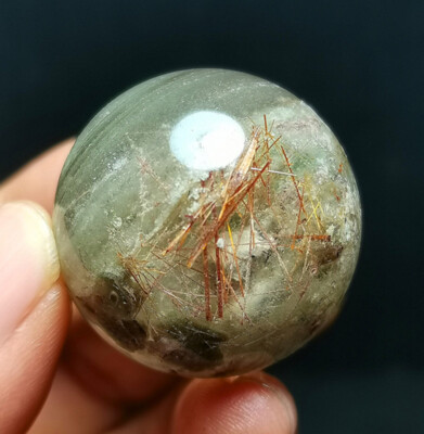Rare Copper Needles Stone specimen Rutilated Inclusions Stone Ball WYY2881