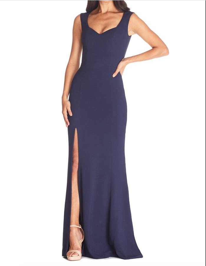 open lace back dress Rent Dress The Population Monroe Maxi Dress in Midnight Blue