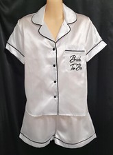 Boohoo Bride To Be White Satin PJ Pyjama Shorts  Top Size UK 10 EUR 38