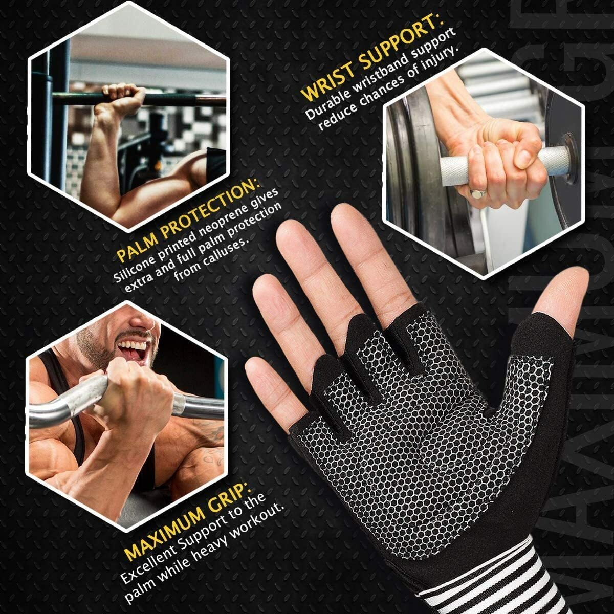 STOREJEES Workout WeightLifting Gym Gloves with Wrist Wrap Support