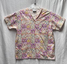 Peaches Multicolored Floral Patterned Size Small Scrub Top