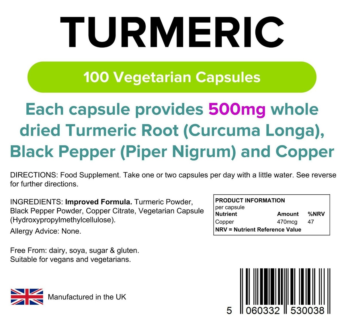 Curcuma Lindens 500 Mg - 3 Paquets De 300 Capsules - Avec Poivre Noir Et Cuivre