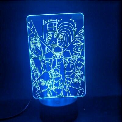 Naruto Akatsuki 7 Color USB LED Anime Silhouette Night Light Wall Decor