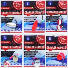 Fish WOW!® Fishing Premium Crawler Harness Walleye Spinner Bait Rigs 2-hook lot