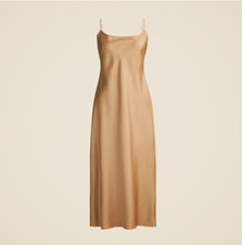 New J Crew Gwyneth Slip Dress Copper Camel Brown Sz 4 Adjustable Strap
