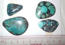 Turquoise Stone Flat Free Form Cabochon 143.5 Carat 4 pieces 28.7 gram Lot B