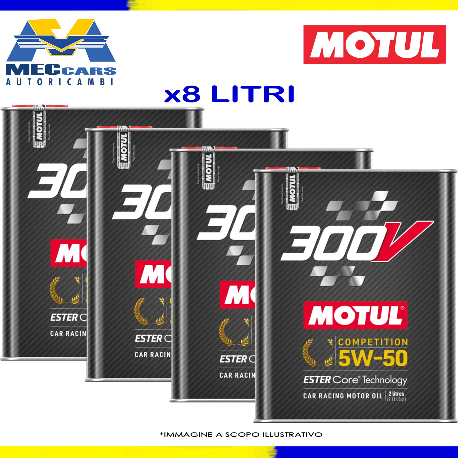 8 LITRI MOTUL 300V 5W50 COMPETITION OLIO MOTORE 100% SINTETICO ESTER CORE RACING