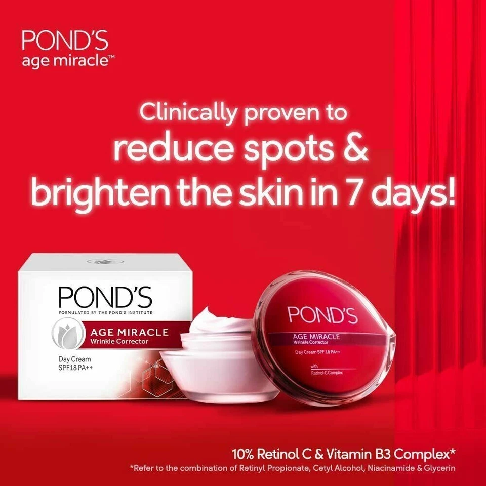 Crema de 50 días POND'S Age Miracle reduce la piel facial antienvejecimiento líneas finas arrugas Foto 2 de 4