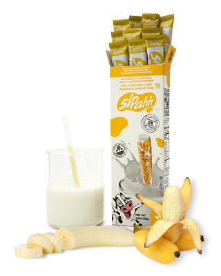Sipahh Milk Flavoring Straws. 10 Plant-based Straws. MELLOW-YELLOW BANANA.