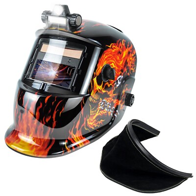TRQWH Welding Mask & Leather Bib, Auto Darkening, Cool Style, Easy Install
