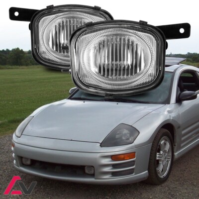 2000-2002 For Mitsubishi Eclipse Clear Pair Bumper Fog Lights Replacement Lamps
