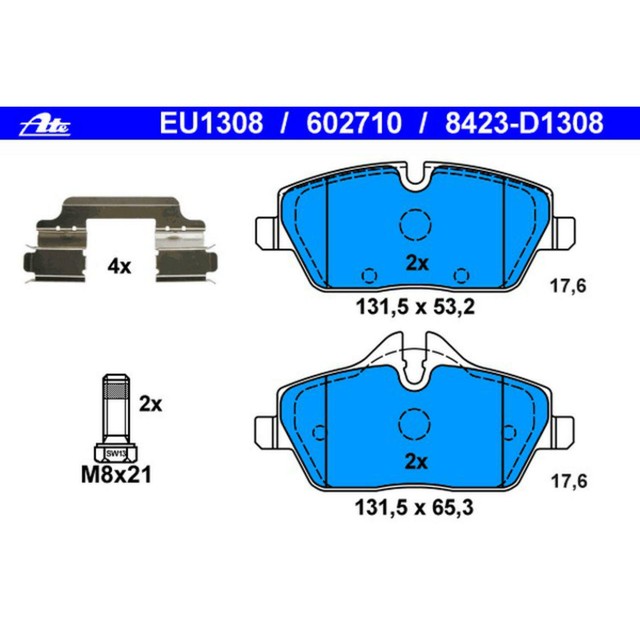 New! Mini ATE/Premium One Front Disc Brake Pad Set 602710 34116772892 eBay